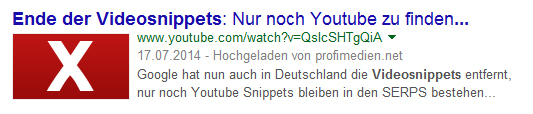 Google Video Snippets aus SERPs entfernt